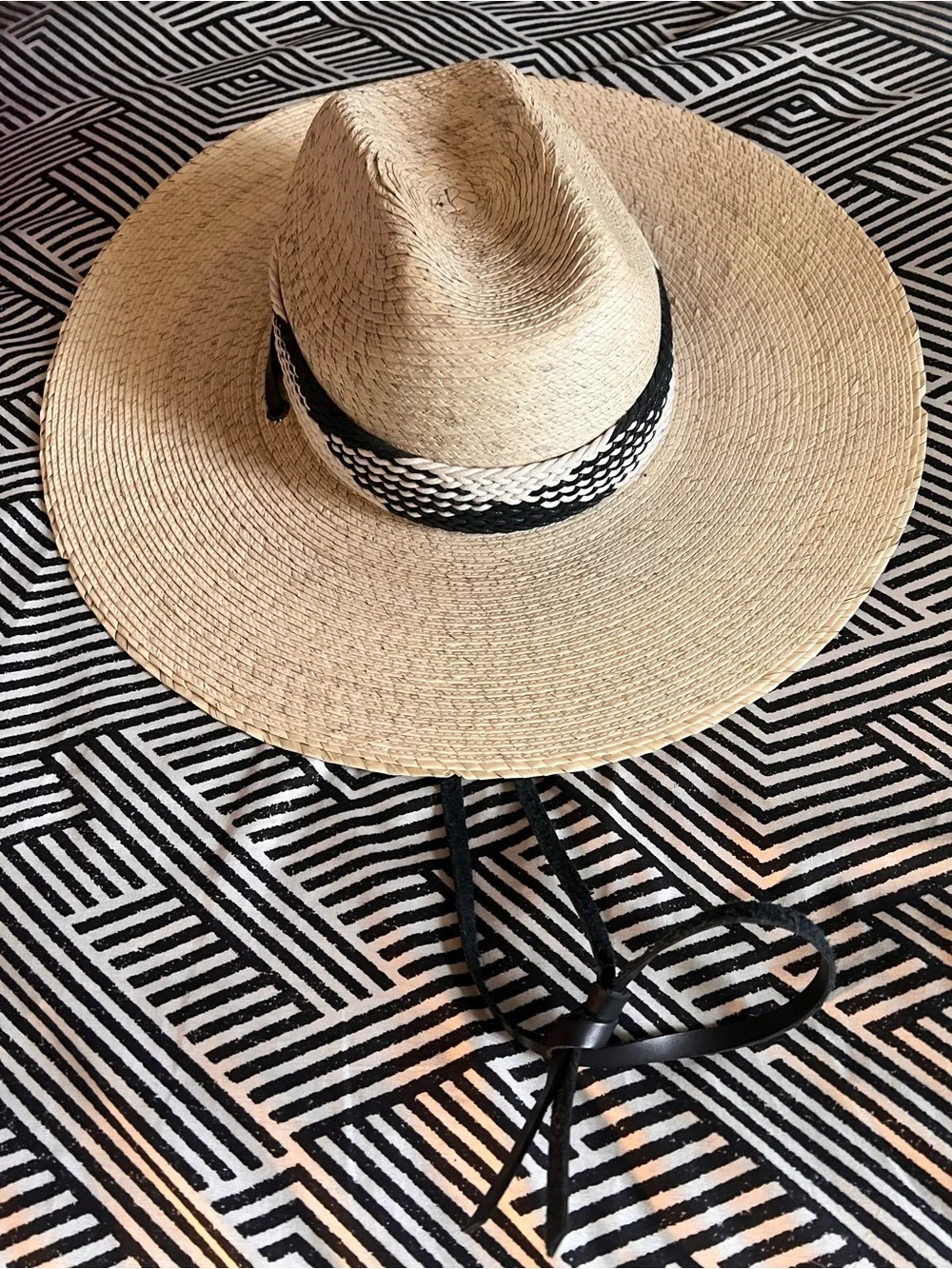 Surfer Boi Straw Wide-Brim Hat with Black Trim
